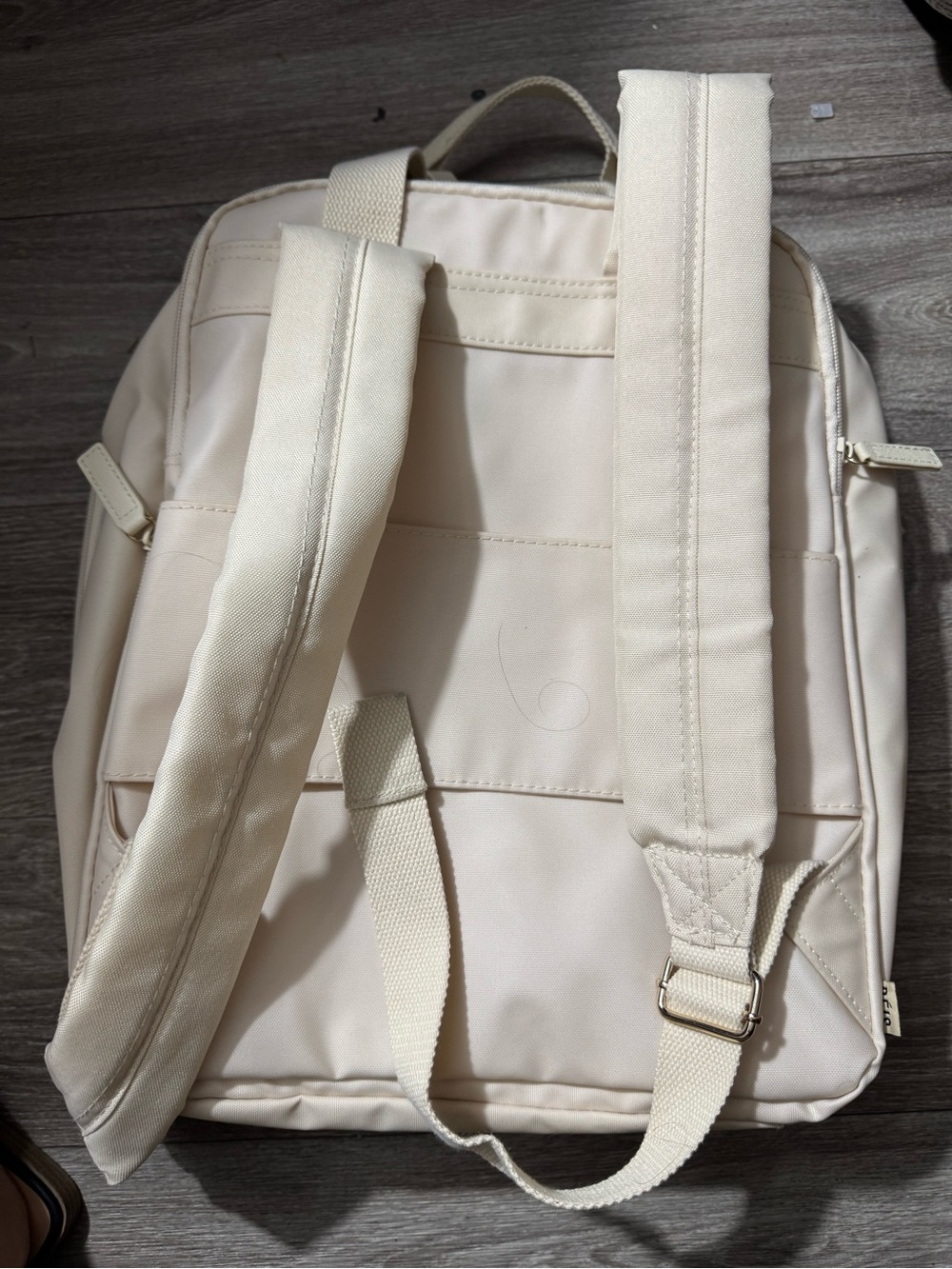 BEIS Cream Laptop Backpack with Front Pocket and Gold Logo - Picture 6 of 9